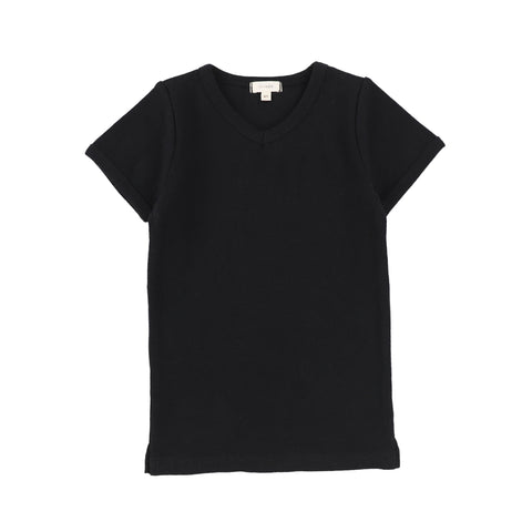 Lil Legs Ribbed V-Tee - Black