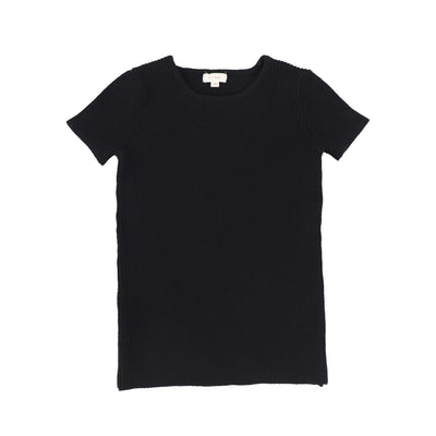 Lil Legs Knit Crewneck Sweater Short Sleeve - Black