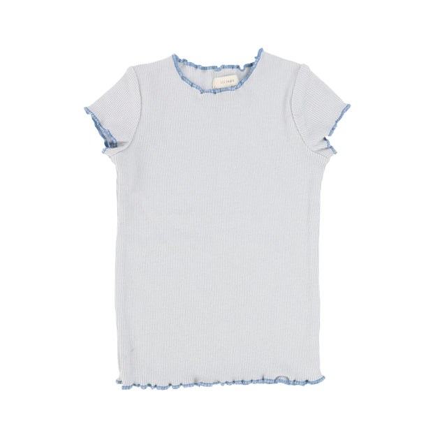 Lil Legs Contrast Edge Tee Short Sleeve - Pale Blue/Royal