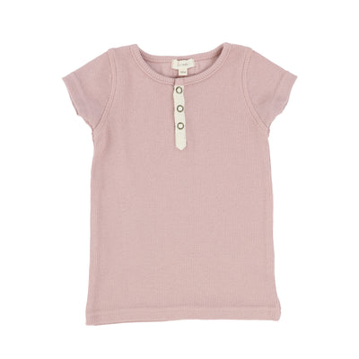 Lil Legs Ribbed Tab Tee Short Sleeve - Petal Pink