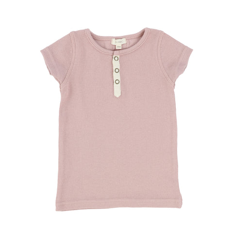 Lil Legs Ribbed Tab Tee Short Sleeve - Petal Pink