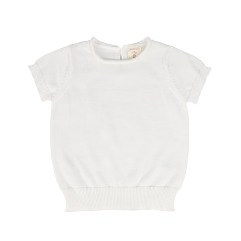 Analogie Knit Sweater Short Sleeve - White