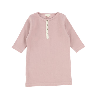 Lil Legs Ribbed Tab Tee Three Quarter Sleeve - Petal Pink