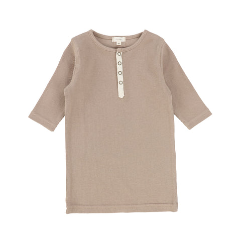 Lil Legs Ribbed Tab Tee Three Quarter Sleeve - Latte