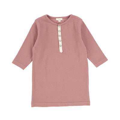 Lil Legs Ribbed Tab Tee Three Quarter Sleeve - Mauve