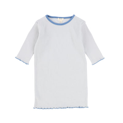 Lil Legs Contrast Edge Tee Three Quarter Sleeve - Pale Blue/Royal