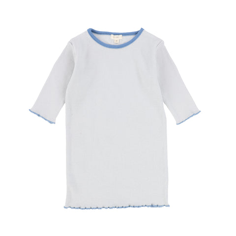 Lil Legs Contrast Edge Tee Three Quarter Sleeve - Pale Blue/Royal