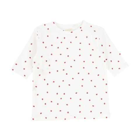 Analogie Strawberry T-Shirt Three Quarter Sleeve - White