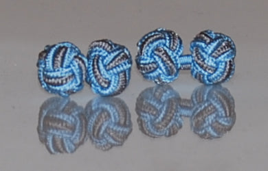 Light Blue & Light Gray Silk Knot Cufflinks