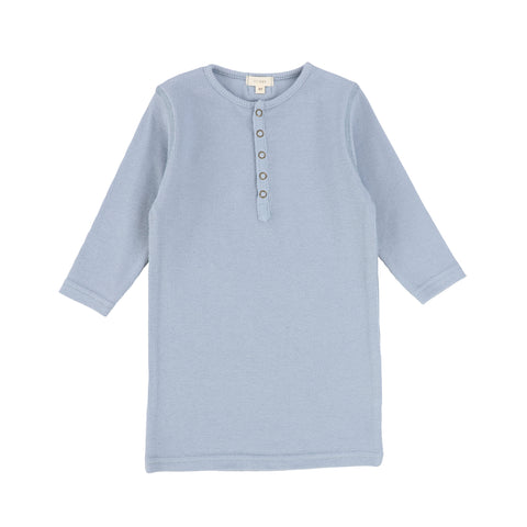 Lil Legs Ribbed Big Girl Tee Three Quarter Sleeve - Light Blue