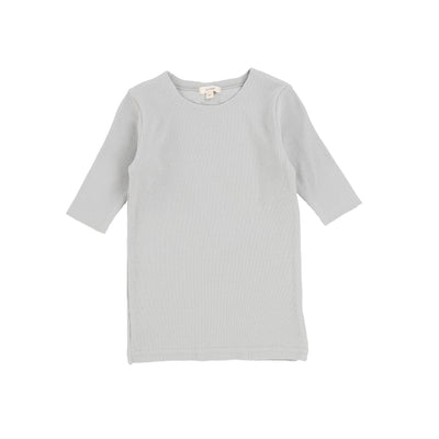 Lil Legs Ribbed Three Quarter Sleeve Tee - Light Grey