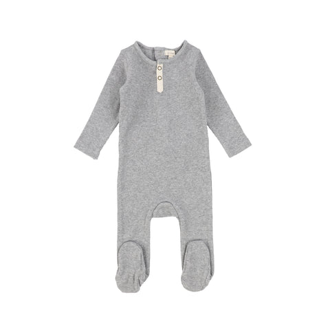 Lil Legs Ribbed Tab Footie - Light Heather Grey