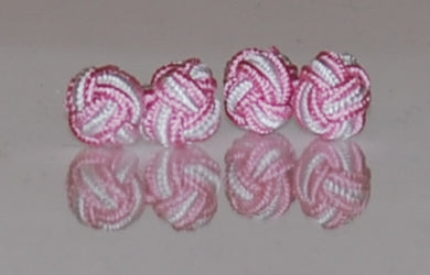 Light Pink & White Silk Knot Cufflinks