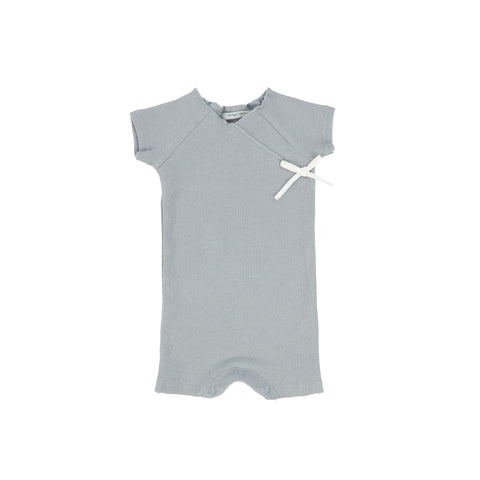 Analogie Rib Wrap Romper - Light Blue/Winter White