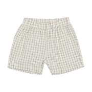 Analogie Linen Pull On Shorts - Blue Check