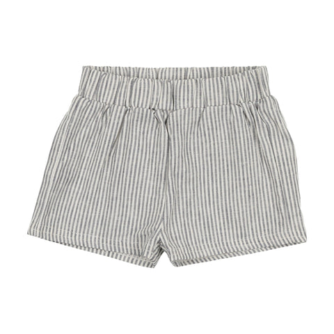 Analogie Linen Pull On Shorts - Blue Stripe