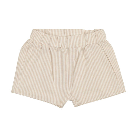 Analogie Linen Pull On Shorts - Oat Stripe
