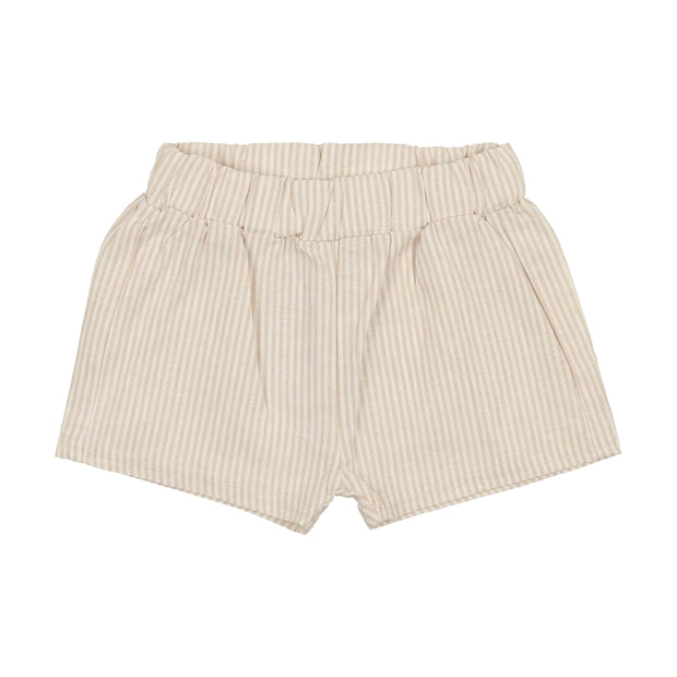 Analogie Linen Pull On Shorts - Oat Stripe