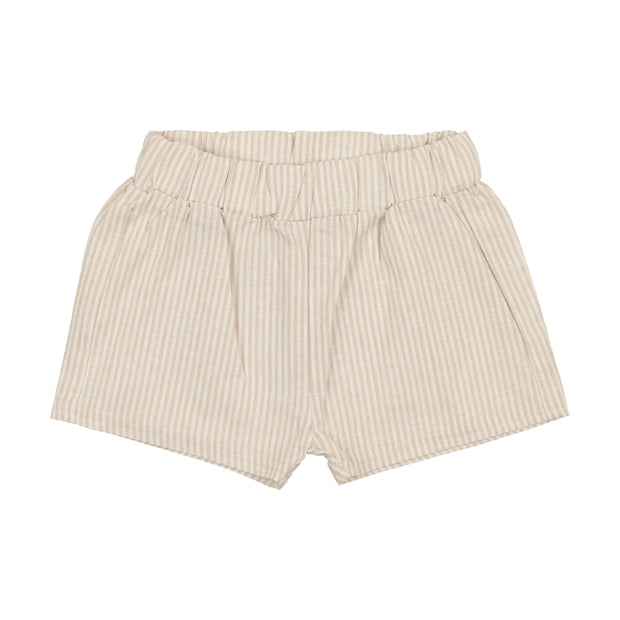 Analogie Linen Pull On Shorts - Oat Stripe