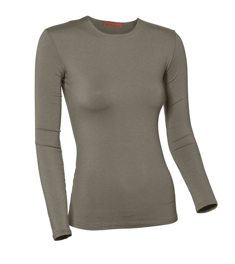 PB&J Ladies Cotton Long Sleeve Shell - Dark Gray