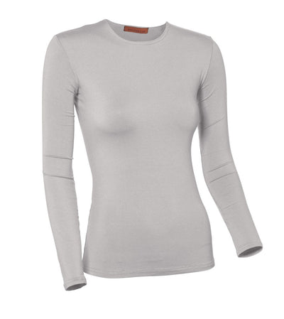 PB&J Ladies Cotton Long Sleeve Shell - Light Gray