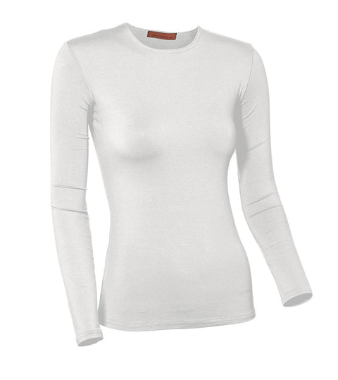 PB&J Ladies Cotton Long Sleeve Shell - White