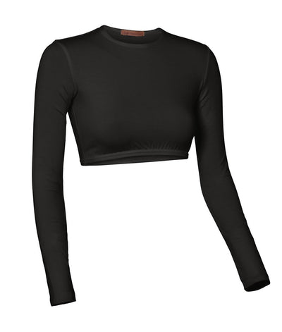 PB&J Ladies Modal Long Sleeve Croptop - Black