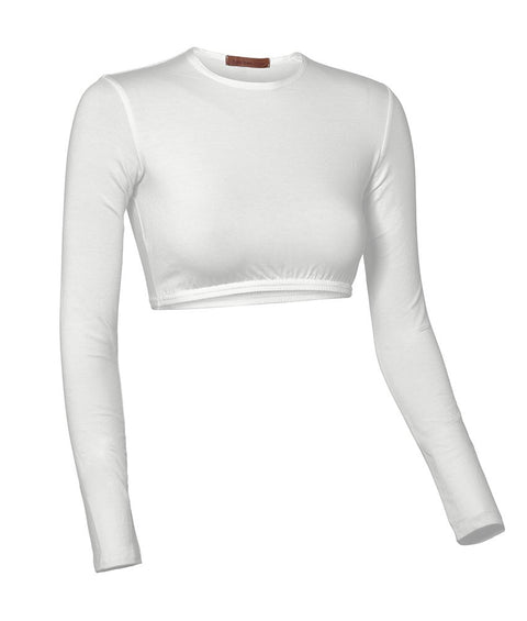PB&J Ladies Modal Long Sleeve Croptop - White
