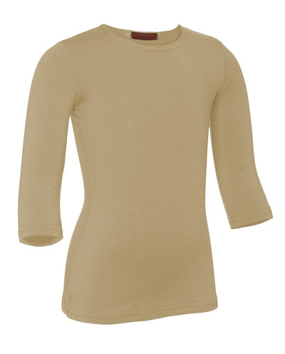 PB&J Girls Lycra 3/4 Sleeve Shell - Camel