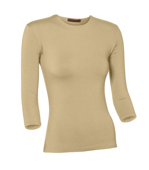 PB&J Ladies Lycra 3/4 Sleeve Shell - Camel