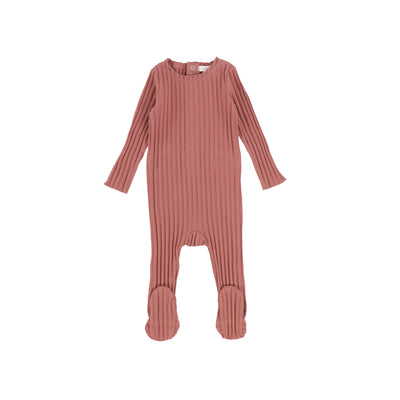 Lil Legs Wide Rib Footie - Mauve