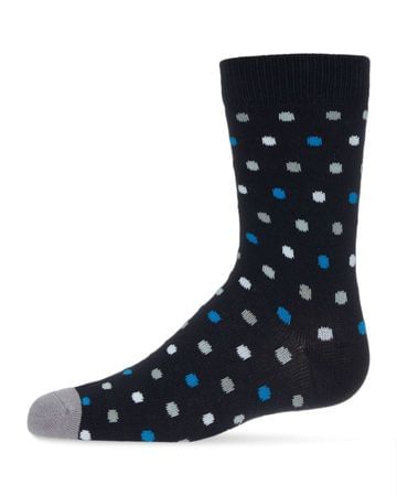 Memoi Colorful Dot Boys Crew Socks - Black