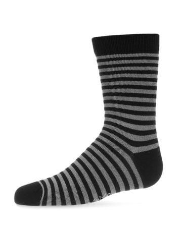 Memoi Thin Stripe Boys Crew Socks - Black