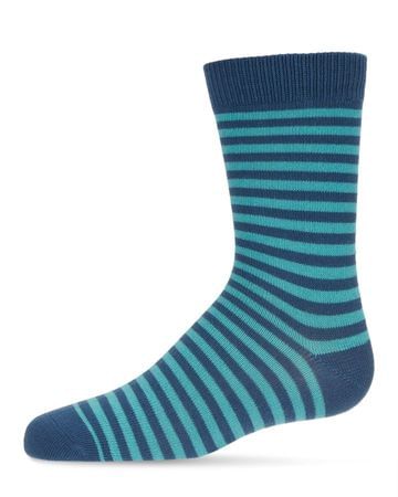 Memoi Thin Stripe Boys Crew Socks - Blue