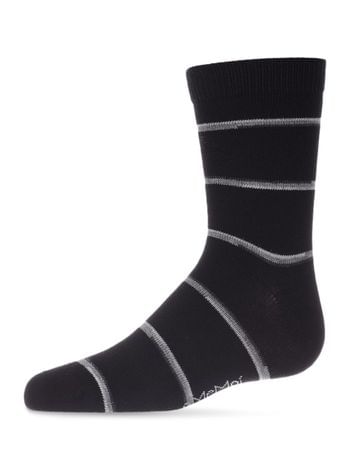 Memoi Spacedye Stripe Boys Crew Socks - Black