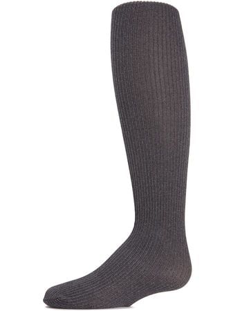 Memoi Girls Ribbed Opaque Dark Gray Heather Tights - MK-209