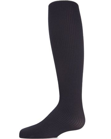 Memoi Girls Ribbed Opaque Navy Tights - MK-209