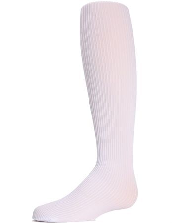 Memoi Girls Ribbed Opaque Winter White Tights - MK-209
