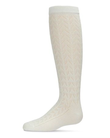 Memoi Pelerine Knee Socks - Winter White MKF-5078