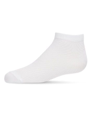 Memoi Pointelle Anklet Socks - White