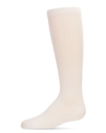 Memoi Chain Knee Socks - Winter White MKF-2003