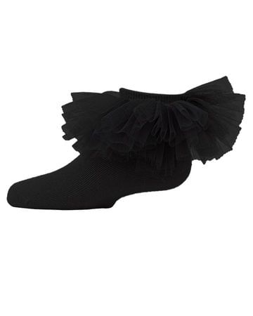 Memoi Tulle Tutu Ruffle Anklet - Black MKF-6031