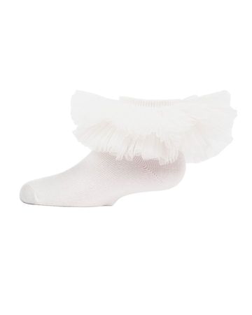 Memoi Tulle Tutu Ruffle Anklet - White MKF-6031