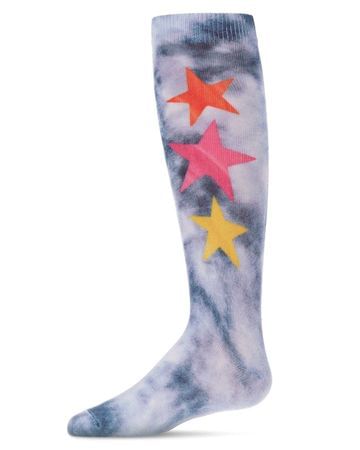 Memoi Tie Dye Star Knee Socks - Navy