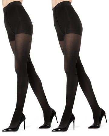 Memoi Ladies Microfiber Opaque 60 Denier Control Top Tights 2-Pack