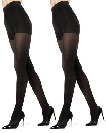 Memoi Ladies Microfiber Super Opaque 80 Denier Tights 2-Pack - Black MO-648