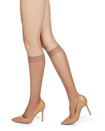 Memoi Crystal Sheer 12 Denier Knee Highs - Honey MS-709