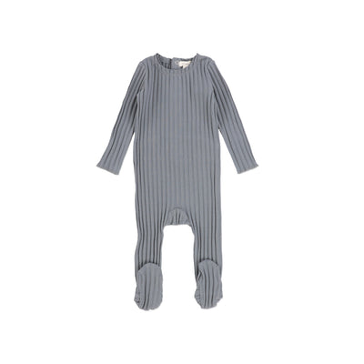 Lil Legs Wide Rib Footie - Muted Blue