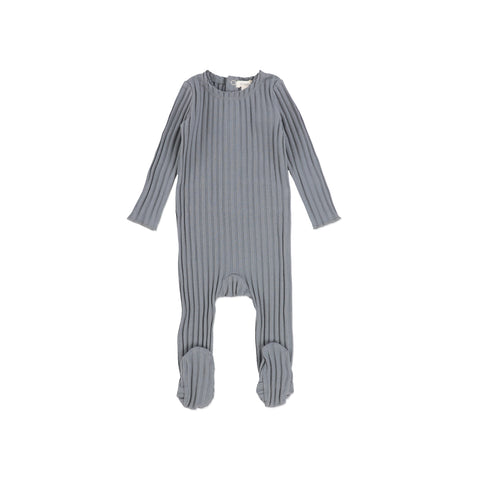 Lil Legs Wide Rib Footie - Muted Blue