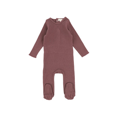 Lil Legs Classic Ribbed Footie - Muted Plum